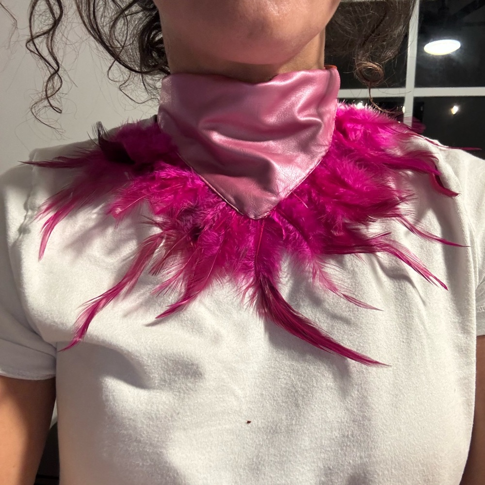 Pink Feathered Neck Scarf